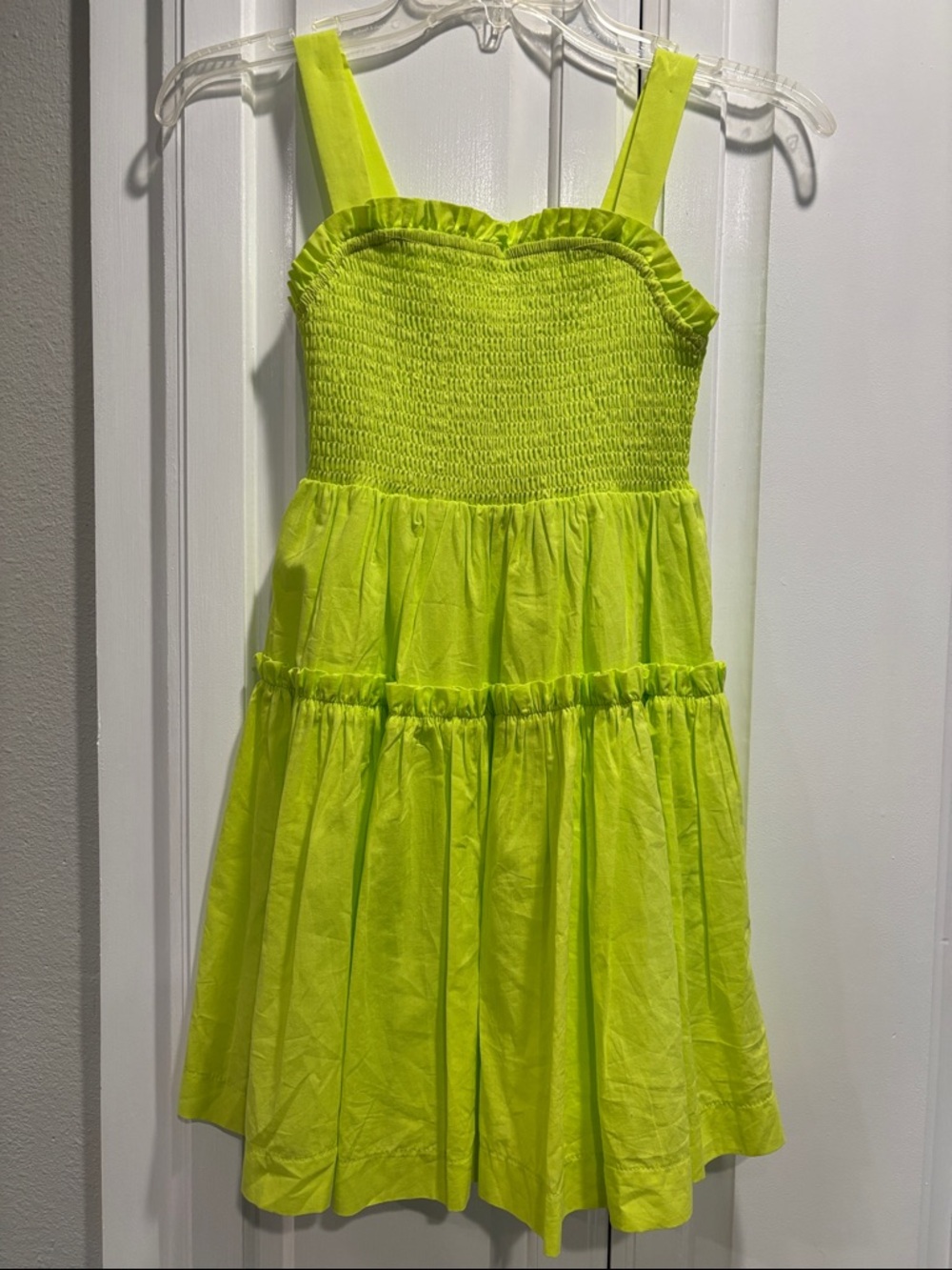 NWT Girls Neon Lime Smocked Sundress